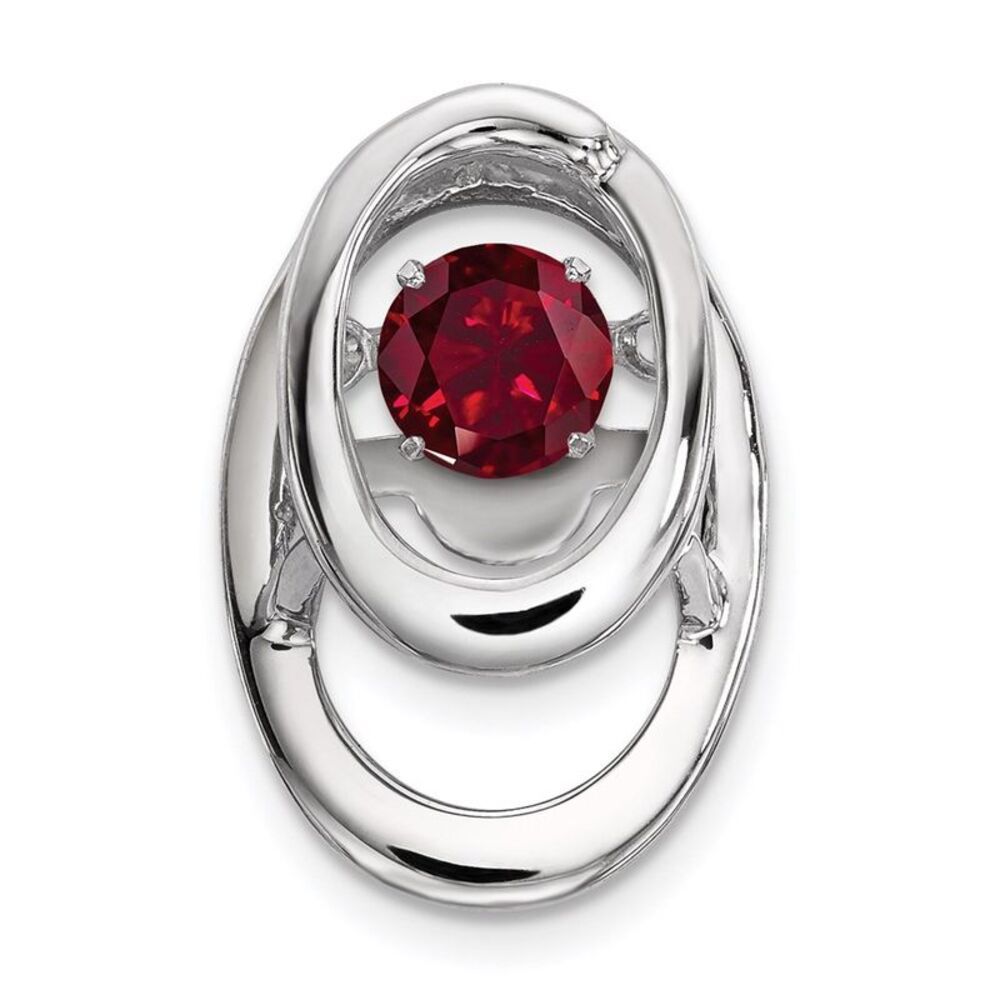 Silver Rhodium Plated Lab Created Ruby Birthstone… - image 1